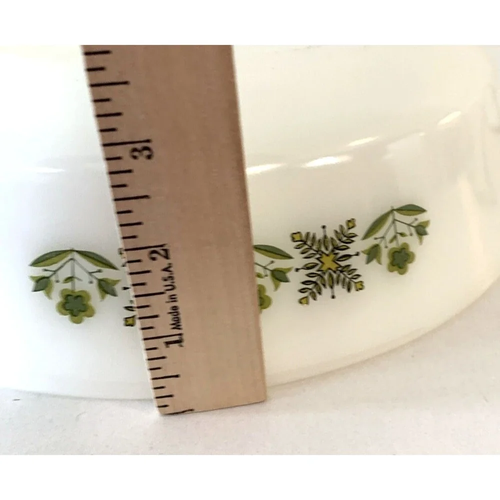 Anchor Hocking Fire King White Green Meadow Fire King Oval Baking Dish 1 .5 QT.